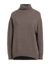 Aragona Woman Turtleneck Khaki Size 8 Cashmere In Gray