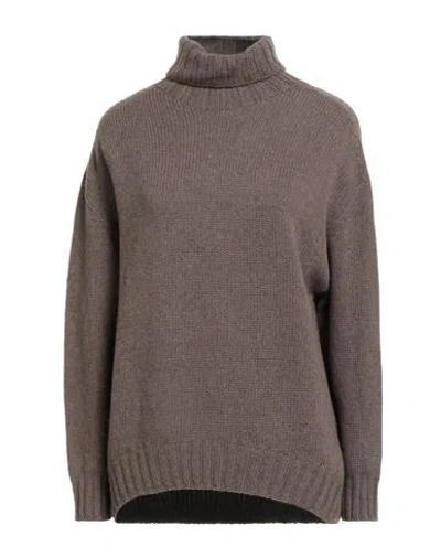 Aragona Woman Turtleneck Khaki Size 8 Cashmere In Gray