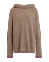 Aragona Woman Turtleneck Khaki Size 8 Cashmere In Multi