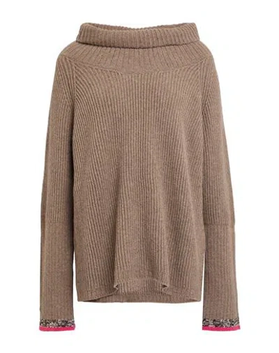 Aragona Woman Turtleneck Khaki Size 8 Cashmere In Multi