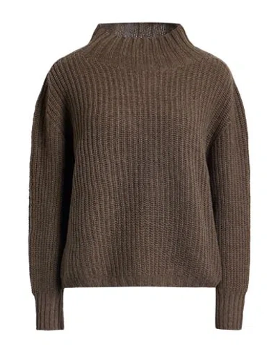 Aragona Woman Turtleneck Khaki Size 8 Cashmere In Brown