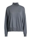 Aragona Woman Turtleneck Lead Size 10 Merino Wool In Gray