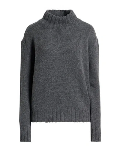 Aragona Woman Turtleneck Lead Size 4 Baby Alpaca Wool, Merino Wool In Gray