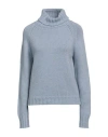 Aragona Woman Turtleneck Light Blue Size 10 Cashmere