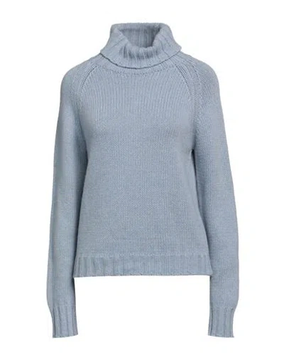 Aragona Woman Turtleneck Light Blue Size 10 Cashmere