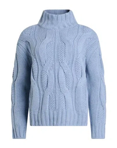 Aragona Woman Turtleneck Light Blue Size 2 Cashmere
