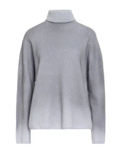 Aragona Woman Turtleneck Light Blue Size 6 Wool, Cashmere In Gray