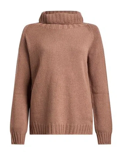 Aragona Woman Turtleneck Light Brown Size 2 Cashmere