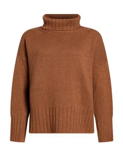 Aragona Woman Turtleneck Light Brown Size 2 Cashmere