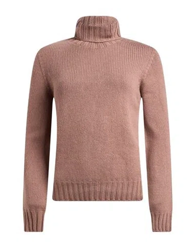 Aragona Woman Turtleneck Light Brown Size 2 Cashmere In Burgundy