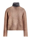 Aragona Woman Turtleneck Light Brown Size 4 Wool, Cashmere In Neutral