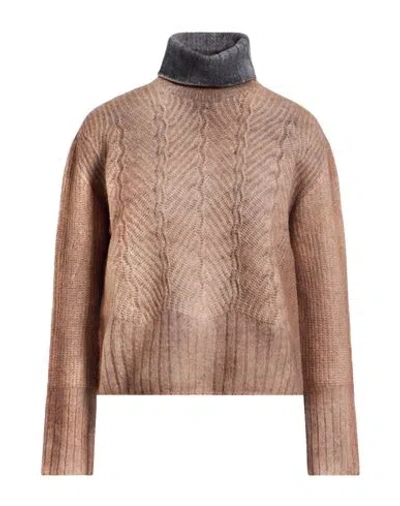Aragona Woman Turtleneck Light Brown Size 4 Wool, Cashmere In Neutral