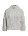 Aragona Woman Turtleneck Light Grey Size 6 Baby Alpaca Wool, Merino Wool, Polyamide In Gray