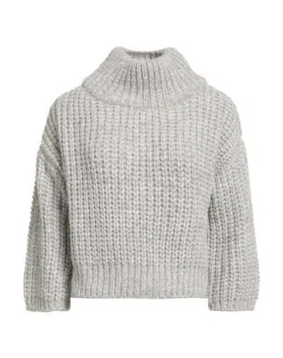 Aragona Woman Turtleneck Light Grey Size 6 Baby Alpaca Wool, Merino Wool, Polyamide In Gray