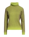 Aragona Woman Turtleneck Lime Green Size 8 Wool, Cashmere In Green