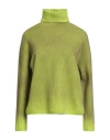 Aragona Woman Turtleneck Lime Green Size 8 Wool, Cashmere