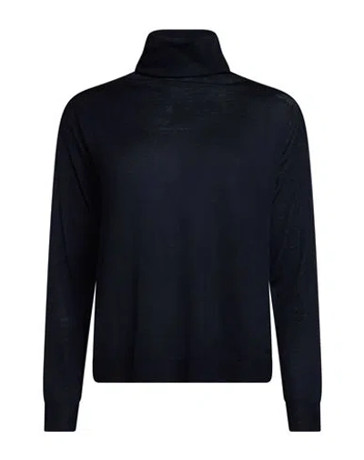 Aragona Woman Turtleneck Midnight Blue Size 2 Merino Wool In Black