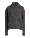 Aragona Woman Turtleneck Midnight Blue Size 8 Baby Alpaca Wool, Merino Wool In Black