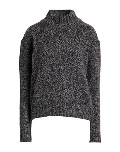 Aragona Woman Turtleneck Midnight Blue Size 8 Baby Alpaca Wool, Merino Wool In Black