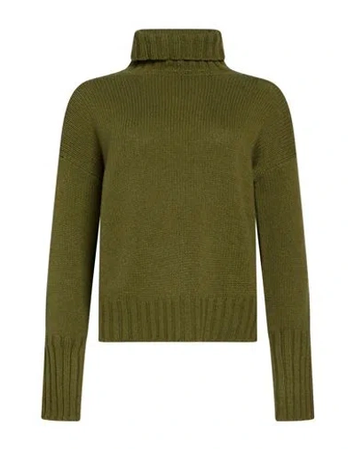 Aragona Woman Turtleneck Military Green Size 2 Cashmere
