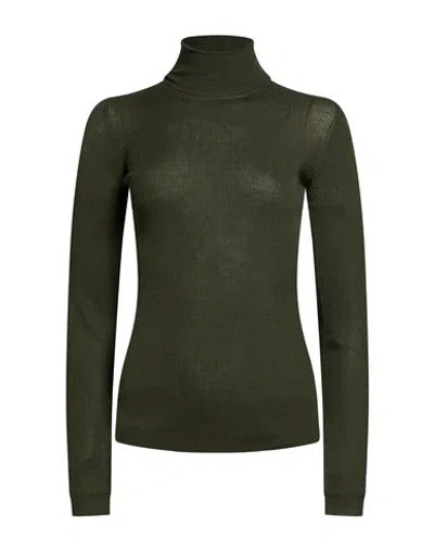 Aragona Woman Turtleneck Military Green Size 4 Merino Wool