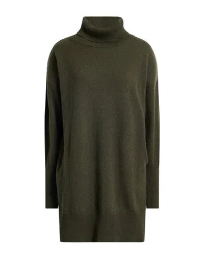 Aragona Woman Turtleneck Military Green Size 6 Cashmere