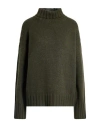 Aragona Woman Turtleneck Military Green Size 8 Cashmere