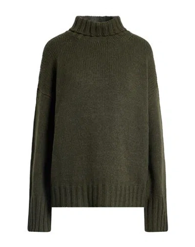 Aragona Woman Turtleneck Military Green Size 8 Cashmere