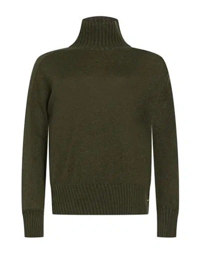 Aragona Woman Turtleneck Military Green Size 8 Cashmere