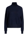 Aragona Woman Turtleneck Navy Size 10 Merino Wool In Blue