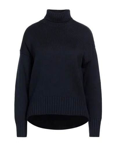 Aragona Woman Turtleneck Navy Size 6 Merino Wool In Blue