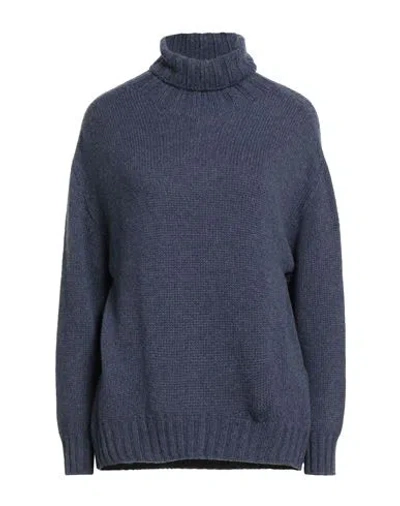 Aragona Woman Turtleneck Navy Size 8 Cashmere In Blue