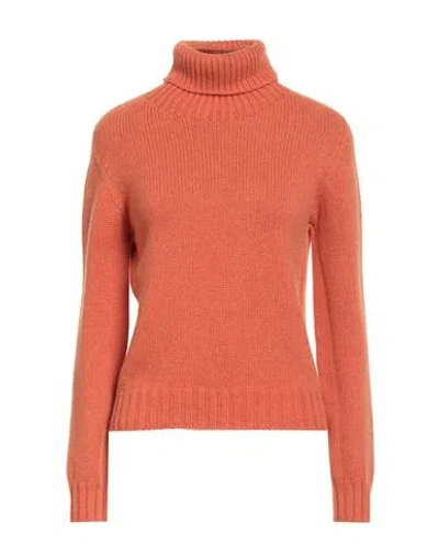 Aragona Woman Turtleneck Orange Size 10 Cashmere