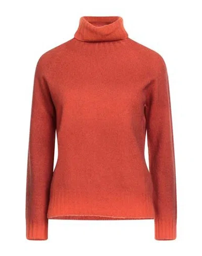 Aragona Woman Turtleneck Orange Size 10 Wool, Cashmere
