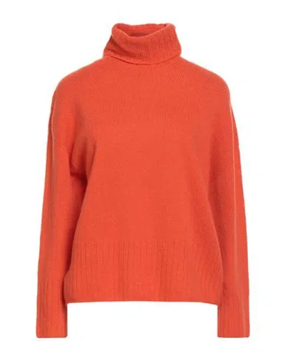 Aragona Woman Turtleneck Orange Size 10 Wool, Cashmere
