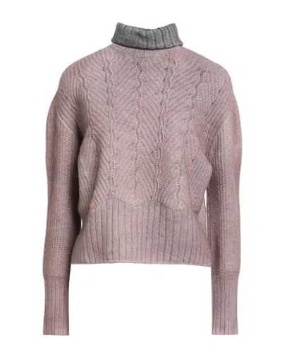Aragona Woman Turtleneck Pink Size 8 Wool, Cashmere In Multi