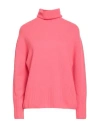 Aragona Woman Turtleneck Pink Size 8 Wool, Cashmere In Pink