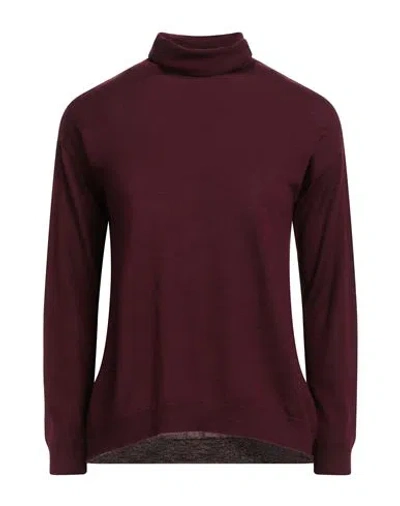 Aragona Woman Turtleneck Plum Size 10 Merino Wool In Burgundy