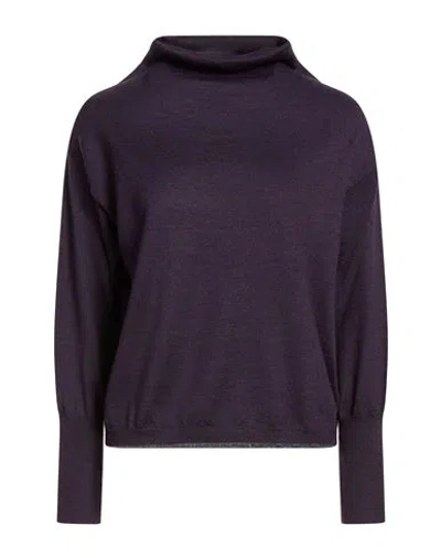 Aragona Woman Turtleneck Plum Size 8 Merino Wool In Purple