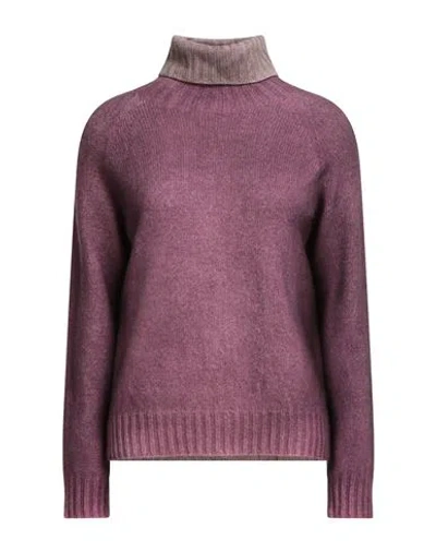 Aragona Woman Turtleneck Plum Size 8 Wool, Cashmere In Purple
