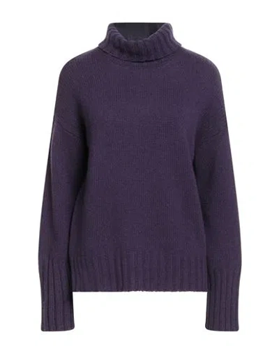 Aragona Woman Turtleneck Purple Size 8 Cashmere
