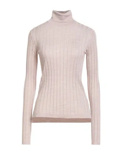 Aragona Woman Turtleneck Sand Size 12 Merino Wool In Pink