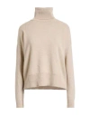Aragona Woman Turtleneck Sand Size 6 Cashmere In Neutral