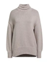 Aragona Woman Turtleneck Sand Size 6 Merino Wool In Gray