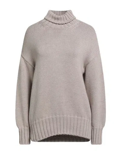 Aragona Woman Turtleneck Sand Size 6 Merino Wool In Gray