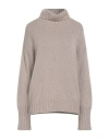 Aragona Woman Turtleneck Sand Size 8 Cashmere In Gray
