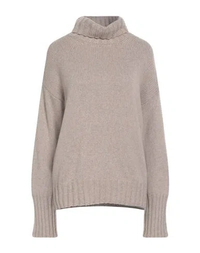 Aragona Woman Turtleneck Sand Size 8 Cashmere In Gray