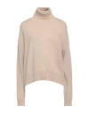 Aragona Woman Turtleneck Sand Size 8 Cashmere In Beige