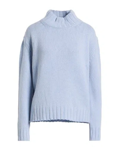 Aragona Woman Turtleneck Sky Blue Size 2 Baby Alpaca Wool, Merino Wool