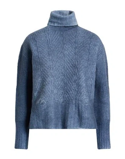 Aragona Woman Turtleneck Slate Blue Size 8 Wool, Cashmere